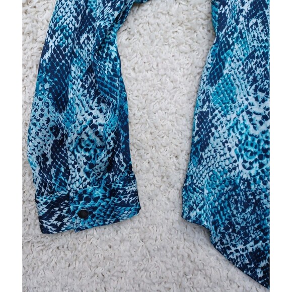 Jones New York Womens 22W Snake Reptile Print Button Blouse Top Streach - Picture 10 of 16